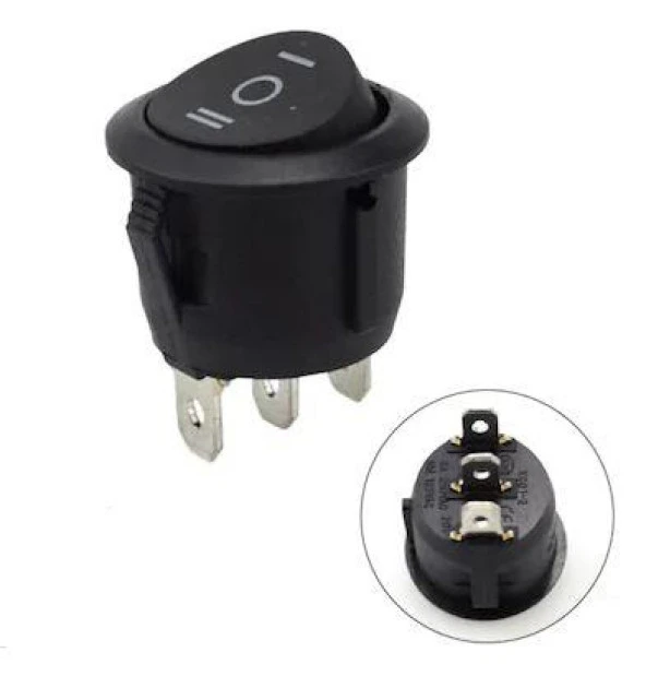 IC-134 Anahtar Yuvarlak Işıksız 3P On-Off-On 19mm Çap ürün görseli