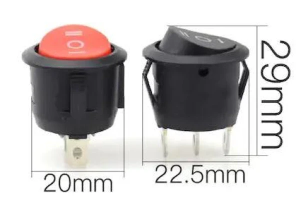 IC-134 Anahtar Yuvarlak Işıksız 3P On-Off-On 19mm Çap - Resim 2