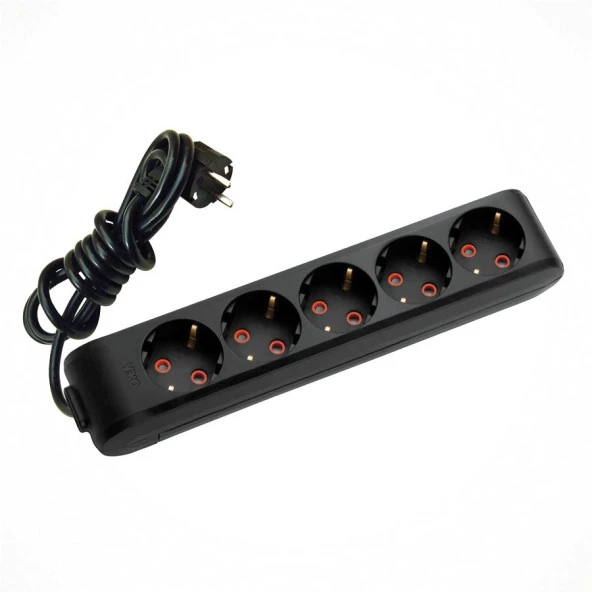 Viko Topraklı Beşli Priz 2mt Siyah