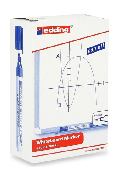 ORİJİNAL Edding Mavi Xl Beyaz Yazı Tahtası Kalemi 10'lu Paket 360 - 2