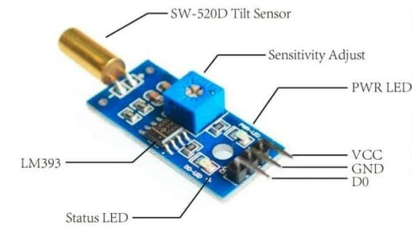 SW520D Tilt Sensör Kartı 3 Pin (Eğim Sensörü - Yatay) - Resim 2