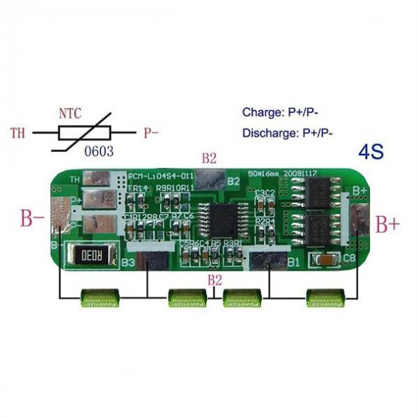 4S 4A 16V BMS Koruma Kartı Lityum Batarya 18650 Li-ion Lipo Protection Module - Resim 2