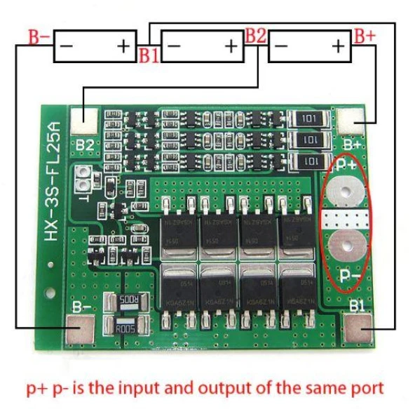 3S 25A 11,1V BMS Koruma Kartı Lityum Batarya 18650 Li-ion Lipo Protection Module - Resim 3