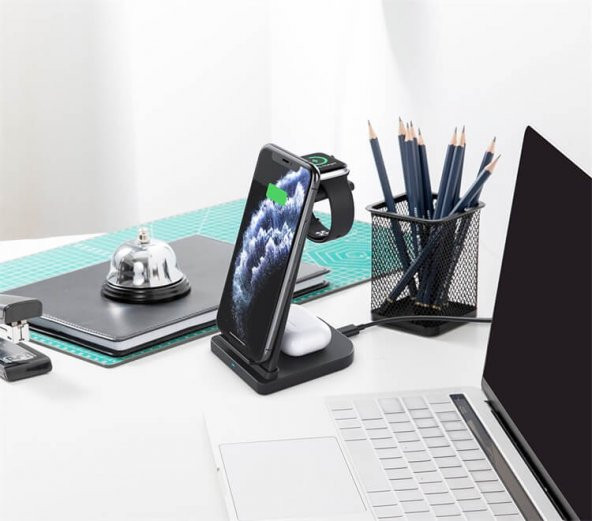 Fuchsia YM-UD21 3in1 Kablosuz Masaüstü Şarj Standı Portable 15W - 3