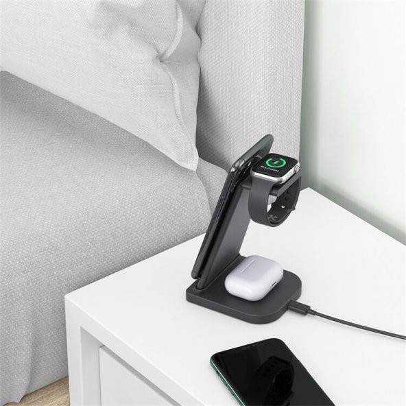 Fuchsia YM-UD21 3in1 Kablosuz Masaüstü Şarj Standı Portable 15W - 4