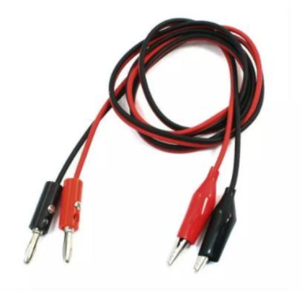 Krokodil Kablo Seti Siyah-Kırmızı Banana Jak Fiş - Resim 2