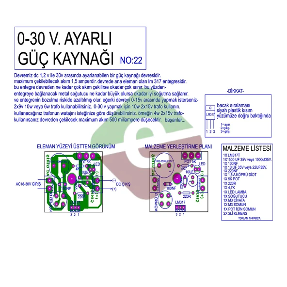 Güç Kaynağı 1,5A 0-30V Demonte Kit Kendin Yap (NO:22) ürün görseli