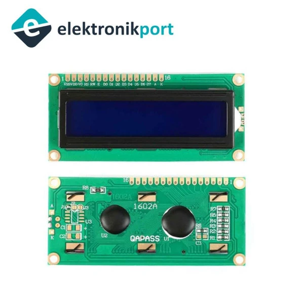 LCD Ekran 2x16 (Mavi) 1602 mavi ekran 1602A 5V beyaz yazı tipi 16 Karakter 2 Satır Arduino