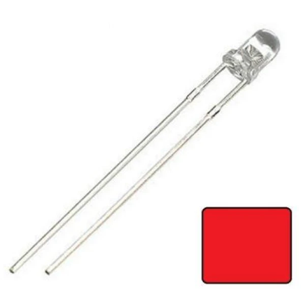 3mm Şeffaf Kırmızı Led (100 adet) ürün görseli