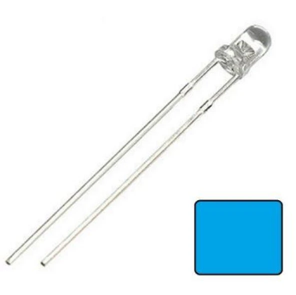 3mm Şeffaf Mavi Led (100 adet) ürün görseli