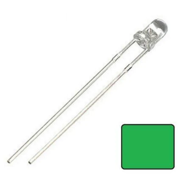 3mm Şeffaf Yeşil Led (100 adet) ürün görseli