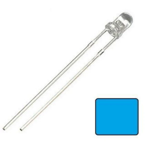 LED 3mm Mavi Şeffaf 10 adet ürün görseli