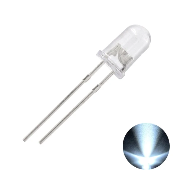 Led 5mm Beyaz Şeffaf (100 Adet) ürün görseli