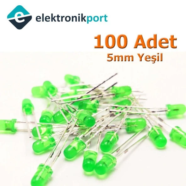 Led 5mm Yeşil Difused 100 Adet ürün görseli