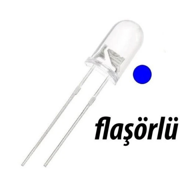 Led Flaşör Mavi 5mm Animasyonlu 2 Pin