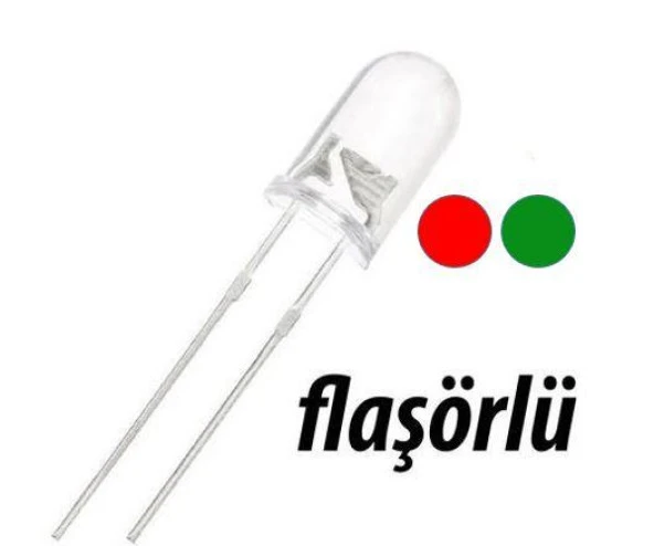 Led Flaşör Kırmızı Yeşil 5mm Animasyonlu