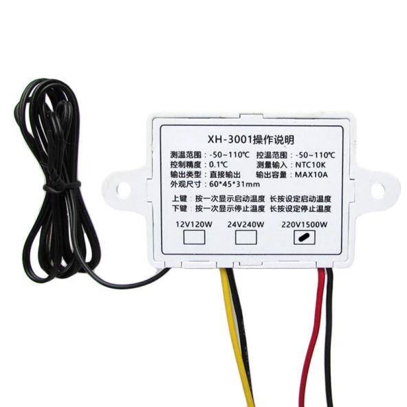 XH-W3001 220V AC Dijital Termostat (Sıcaklık Kontrol Devresi) - 5