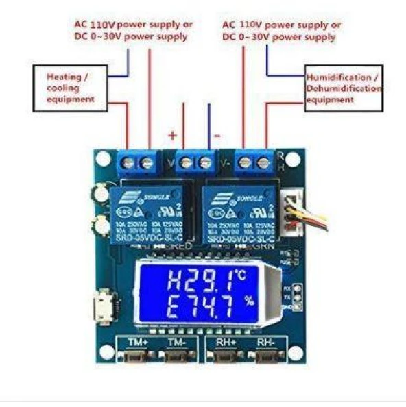 SHT20 Isı ve Nem Kontrollü 2 Kanal Bağımsız Röle Modülü XY-TR01 - Resim 2