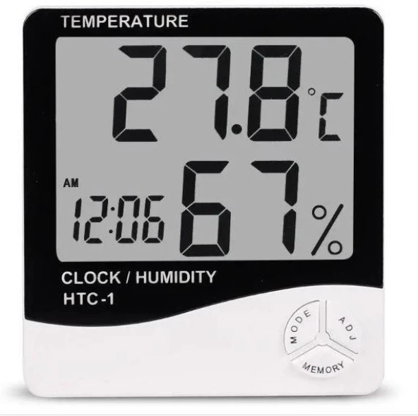 HTC-1 Dijital Termometre Sıcaklık Ve Nem Ölçer Masa Saati Alarm