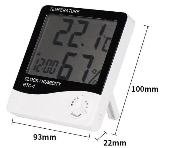 HTC-1 Dijital Termometre Sıcaklık Ve Nem Ölçer Masa Saati Alarm - Resim 5