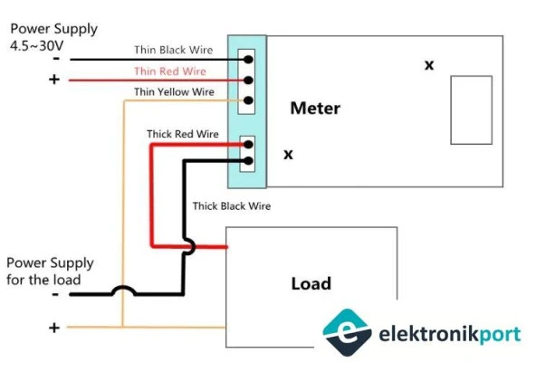 Dijital voltmetre ampermetre DC 100V 10A  0.56 inch  (mavi + kırmızı) çift renk LED gösterge - Resim 6