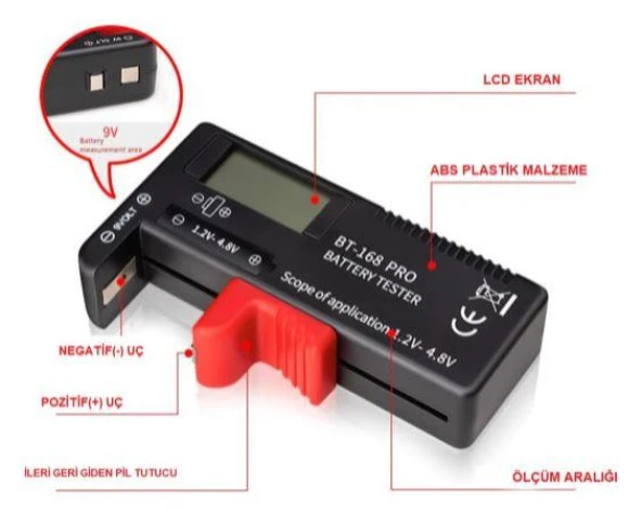 BT-168 PRO LCD  EKRANLI DİJİTAL EKRANLI DİJİTAL PİL KAPASİTE ÖLÇÜM TEST CİHAZI - Resim 2