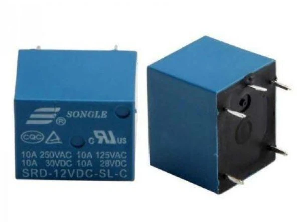 Songle Röle 12V DC Mavi 5 Pin 250V 10A