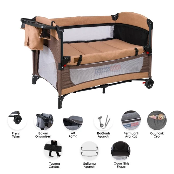 TommyBaby TEDY Anne Yanı Oyun Parkı Beşik 70x110 - 2