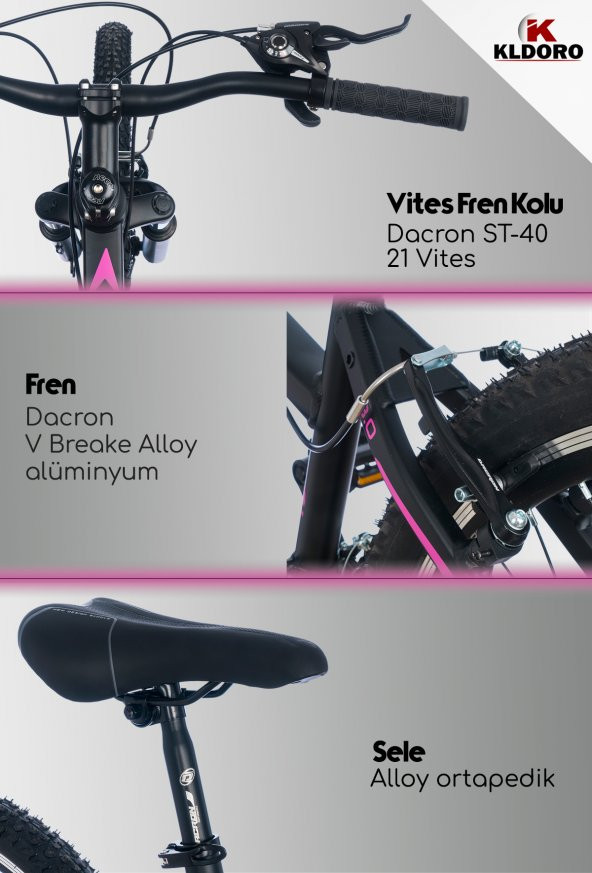 Kldoro Xk300 3.1 Alüminyum Kadro 24 Jant Bisiklet 21 Vites V Fren Bayan Bisikleti - 7