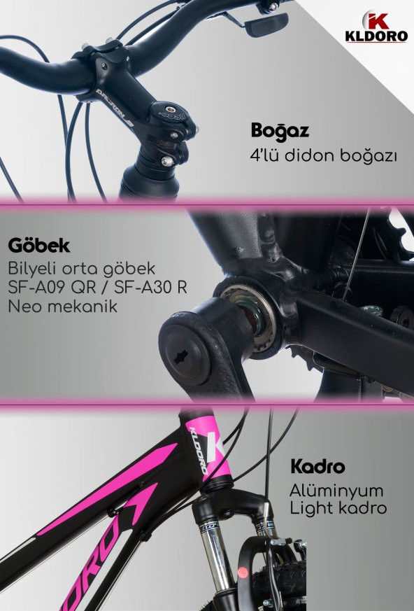 Kldoro Xk300 3.1 Alüminyum Kadro 24 Jant Bisiklet 21 Vites V Fren Bayan Bisikleti - 8