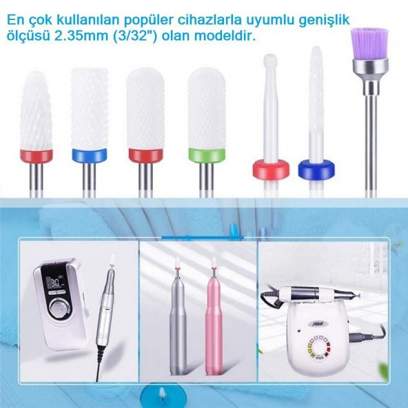 7 PARÇA PROFESYONEL SERAMİK PEDİKÜR MANİKÜR UÇLARI - 3