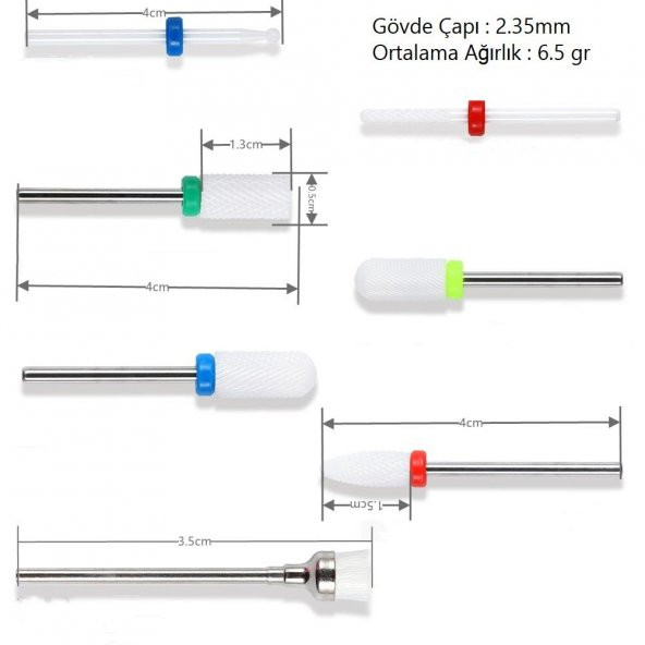 7 Parça Manikür Pedikür Cihazı Yedek Uçları ( Seramik Ürün ) - 5