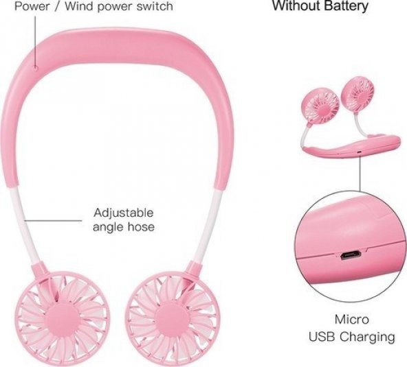 Byoztek  Boyun Fanı Boyun Askılı Giyilebilir Kablosuz Şarjlı Taşınabilir Mini Fan Vantilatör - 4