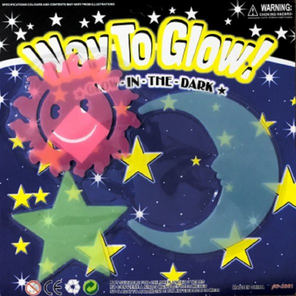 WAY TO GLOW Karanlıkta Parlayan Yıldız Ay ve Güneş Seti Fosforlu Gökyüzü Çocuk Odası Süsü