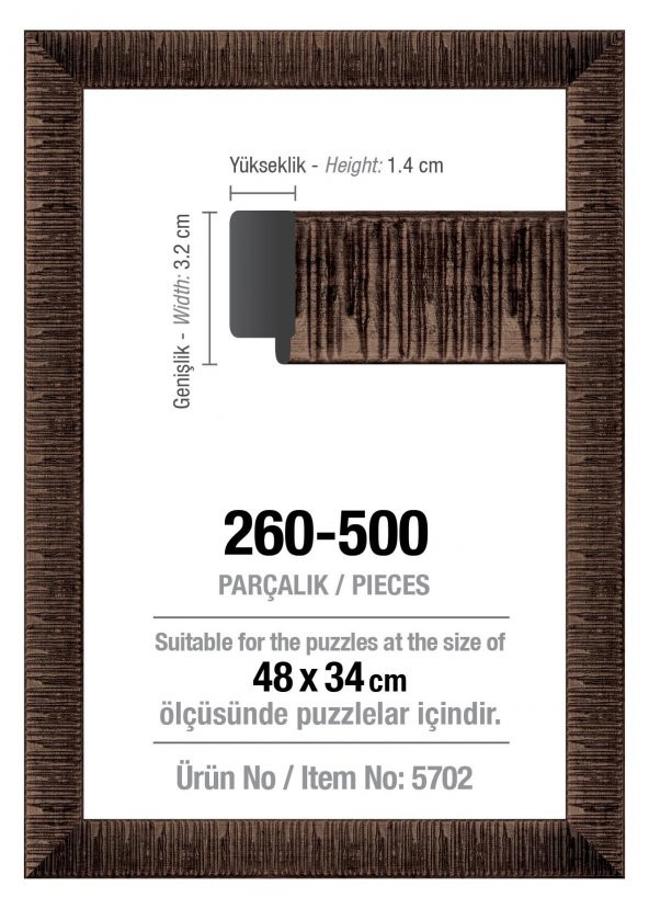 500 Lük Kahverengi 48 x 34 cm (30 mm ) Puzzle Çerçevesi