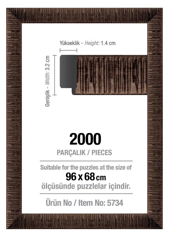 2000 Lik Kahverengi 96 x 68 cm (30 mm ) Puzzle Çerçevesi