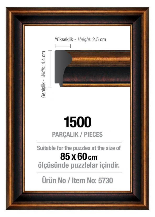 1500 Lük Kahverengi 85 x 60 cm (43 mm ) Puzzle Çerçevesi