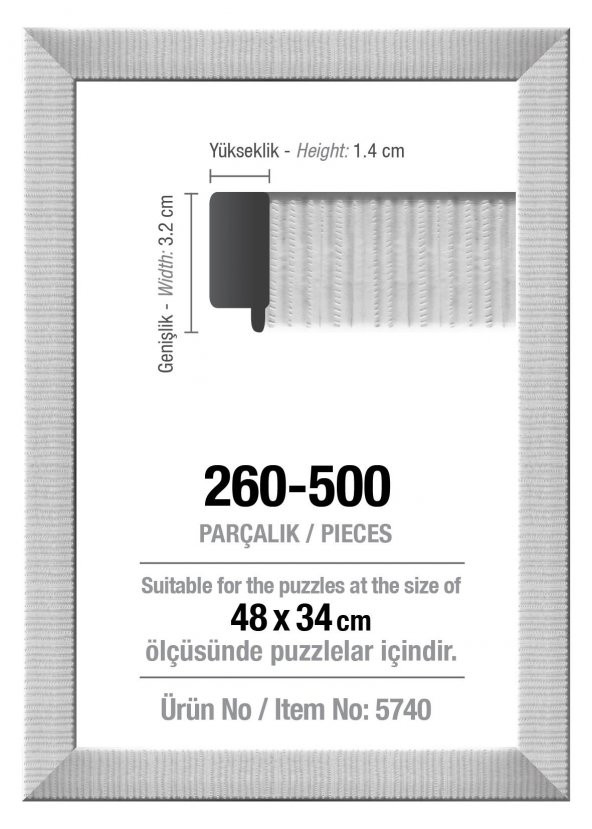 500 Lük Beyaz 48 x 34 cm (30 mm) Puzzle Çerçevesi