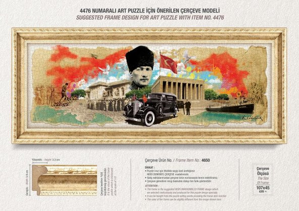 Art Puzzle Atatürk Kolajı  1000 Parça Panorama Puzzle - 3