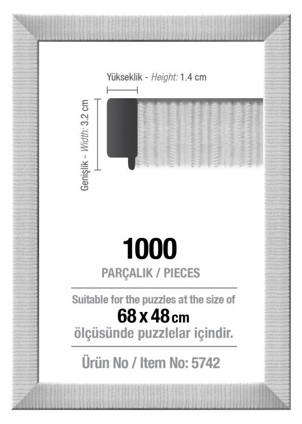 1000 Lik Beyaz 68 x 48 cm (30 mm ) Puzzle Çerçevesi