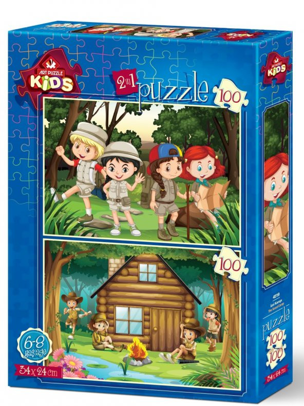 Art Puzzle İzci Kampı 2li 100+100 Parça Yapboz