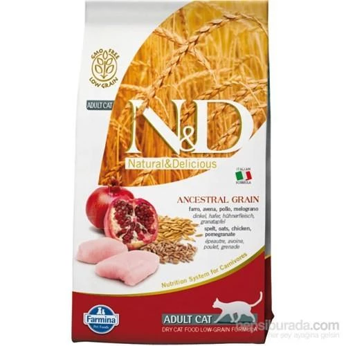 N&D Az Tahıllı Tavuk&Nar Yetişkin Kedi Maması 1,5 KG
