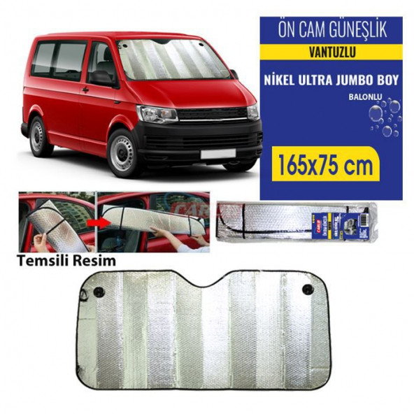 CARUB Güneşlik Ön 165X75 Jumbo Büyük Nikel - 1