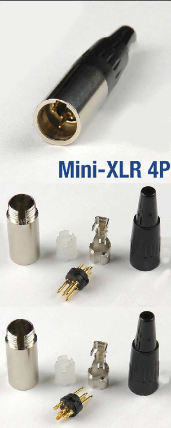 4 Pin Mini XLR Erkek Konnektör