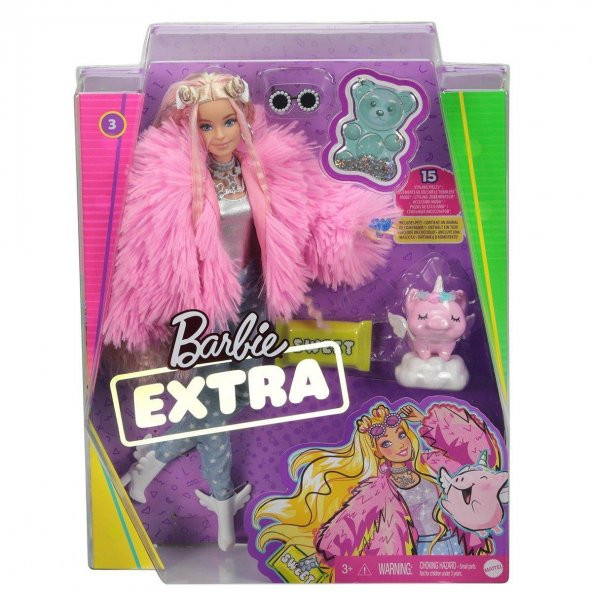 Barbie GRN28 Barbie Extra - Pembe Ceketli Bebek