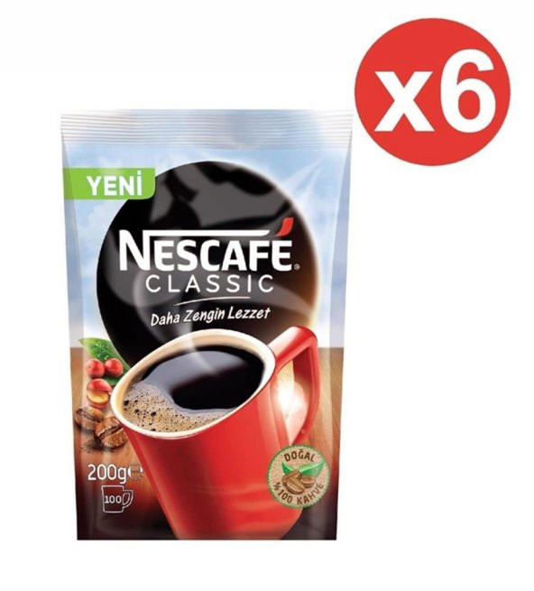 Nescafe Classic - 200 gr Paket X 6 Adet