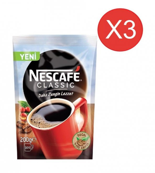 Nescafe Classic - 200 gr Paket X 3 Adet