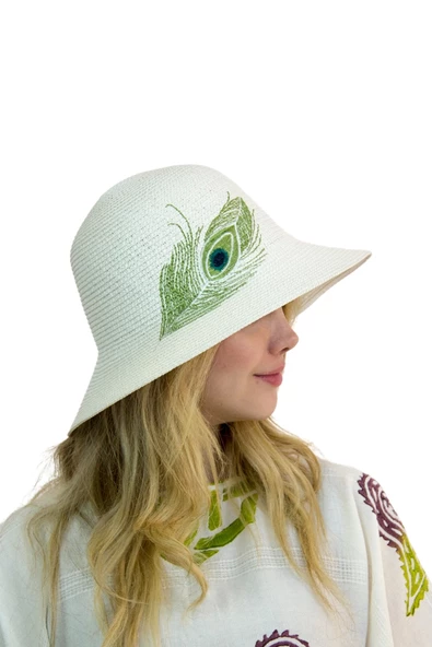 Tüy Desenli Kadın Şapka 1902 - Resim 12