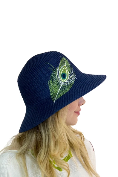 Tüy Desenli Kadın Şapka 1902 - Resim 9