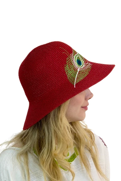 Tüy Desenli Kadın Şapka 1902 - Resim 2